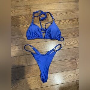 Ring detail thong bikini set